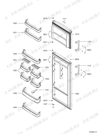 Схема №4 ARC 4324/IX с изображением Дверца для холодильника Whirlpool 480132101584