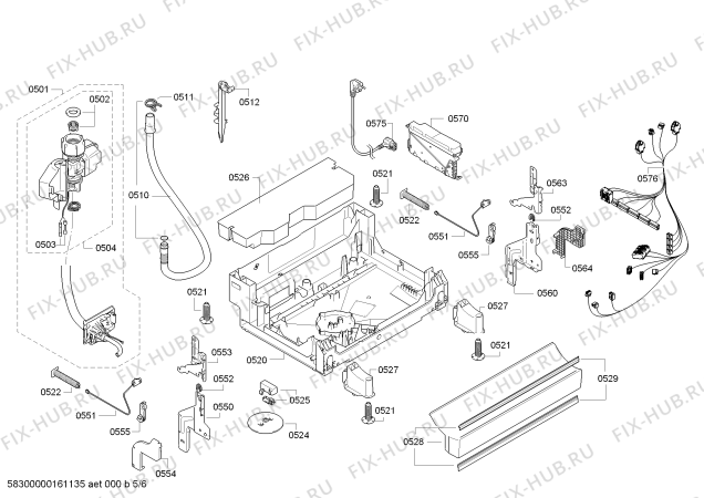 Взрыв-схема посудомоечной машины Bosch SMS50D02EU SilencePlus; SportsEdition - Схема узла 05