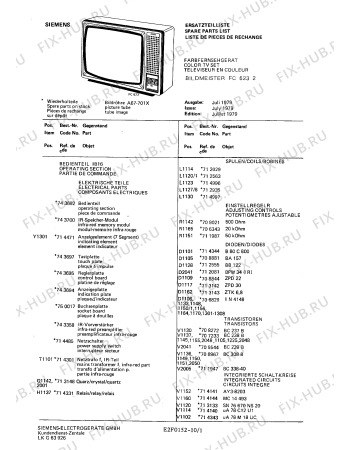 Схема №8 FC6232 с изображением Пульт дистанционного управления для телевизора Siemens 00750101