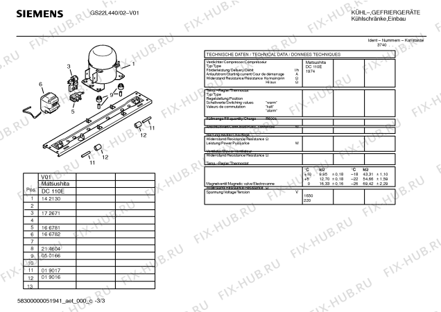 Взрыв-схема холодильника Siemens GS22L440 - Схема узла 03