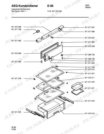 Взрыв-схема холодильника Aeg SAN1842-1 I - Схема узла Internal parts refrigerator