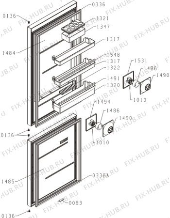 Схема №1 NRK612ST-L (561806, HZF3361G) с изображением Дверь для холодильной камеры Gorenje 563296