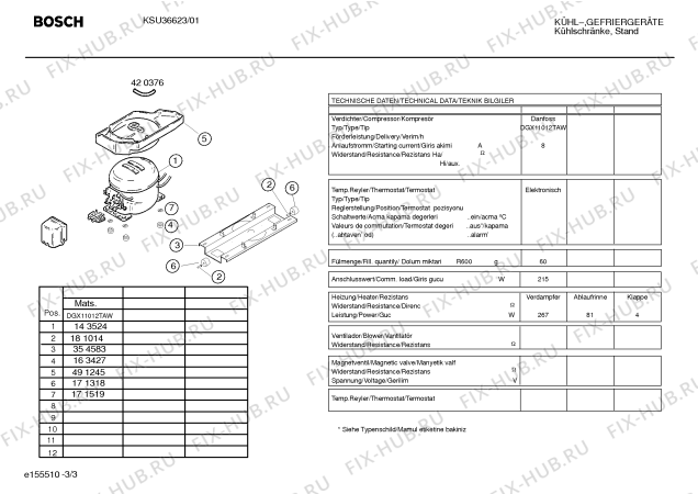 Взрыв-схема холодильника Bosch KSU36623 - Схема узла 03