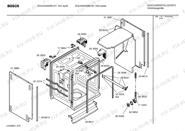 Взрыв-схема посудомоечной машины Bosch SGU43A02SK Challenger - Схема узла 03