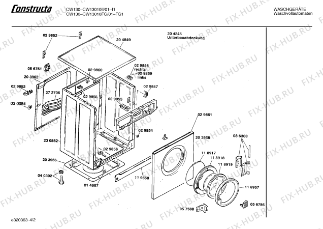 Взрыв-схема стиральной машины Constructa CW13010II CW1301 - Схема узла 02