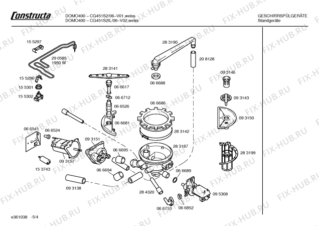 Взрыв-схема посудомоечной машины Constructa CG451S2IL DOMO401 - Схема узла 04