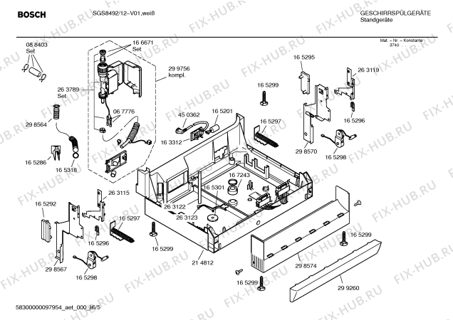 Взрыв-схема посудомоечной машины Bosch SGS8492 Exklusiv - Схема узла 05