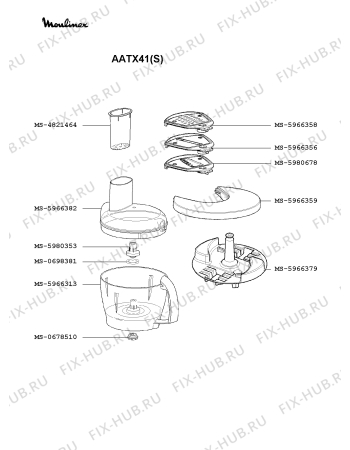 Взрыв-схема кухонного комбайна Moulinex AATX41(S) - Схема узла 8P002409.2P3