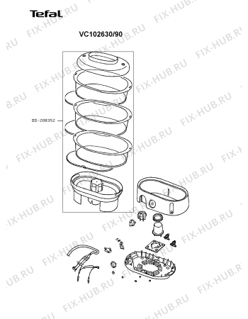 Взрыв-схема мультиварки (пароварки) Tefal VC102630/90 - Схема узла XP003434.1P2