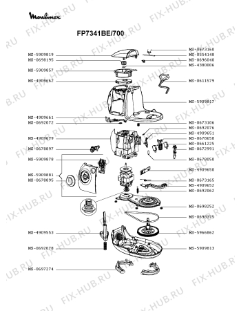 Схема №4 FP741127/700 с изображением Элемент корпуса для кухонного измельчителя Moulinex MS-5909881
