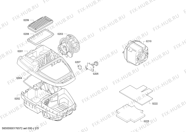 Взрыв-схема пылесоса Siemens VSQ8SENM1 Siemens Q 8.0 powerSensor extraKLASSE - Схема узла 02