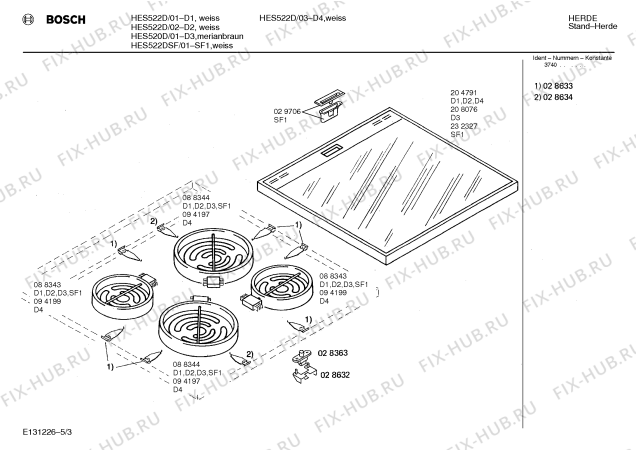 Взрыв-схема плиты (духовки) Bosch HES520D - Схема узла 03