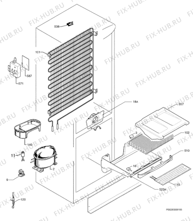 Взрыв-схема холодильника John Lewis JLFFW2001 - Схема узла Cooling system 017