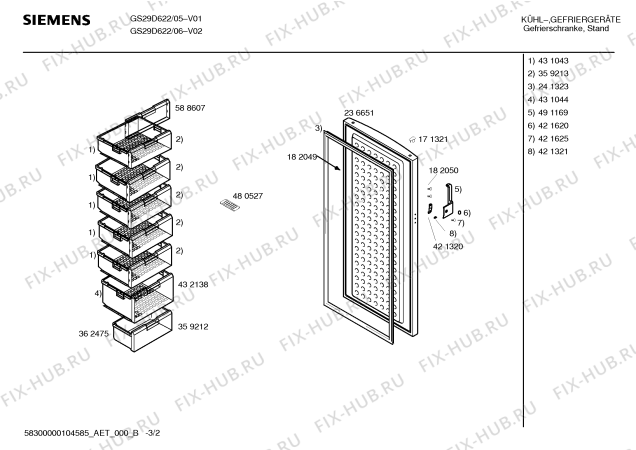 Схема №2 GS29D622 с изображением Инструкция по эксплуатации для холодильника Siemens 00589926