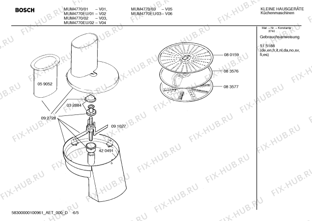 Взрыв-схема кухонного комбайна Bosch MUM4770EU, ProfiMixx 47 microtronic - Схема узла 05