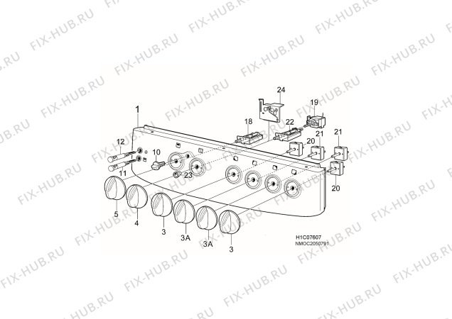 Взрыв-схема комплектующей Electrolux EKC7121 - Схема узла H10 Control Panel