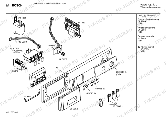 Схема №4 WFF140LGB с изображением Панель управления для стиральной машины Bosch 00356503