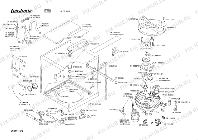 Взрыв-схема посудомоечной машины Constructa CG3702 - Схема узла 03