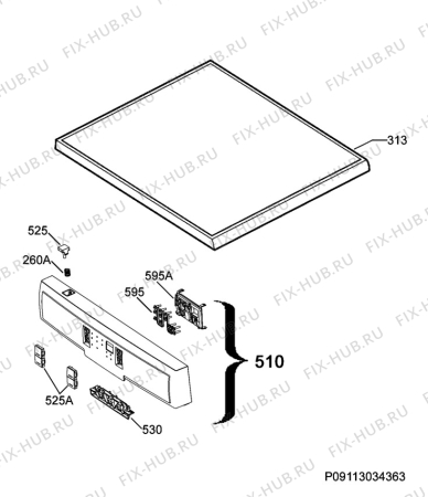 Взрыв-схема посудомоечной машины Electrolux ESF6500LOW - Схема узла Command panel 037