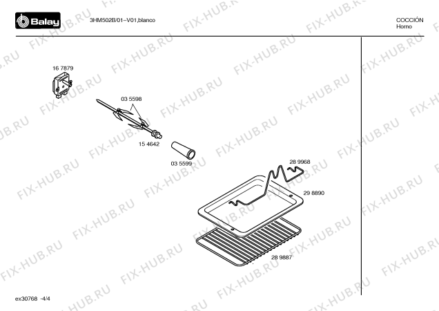 Взрыв-схема плиты (духовки) Balay 3HM502B - Схема узла 04