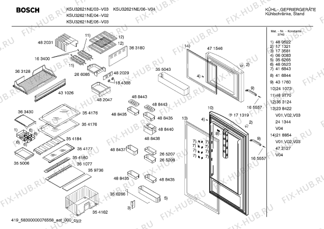 Схема №3 KSU32621NE с изображением Дверь для холодильника Siemens 00240864