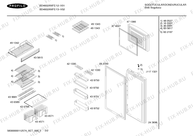 Схема №2 BD4602ANFE с изображением Дверь для холодильной камеры Bosch 00243696