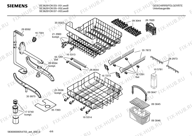 Взрыв-схема посудомоечной машины Siemens SE36291DK - Схема узла 06