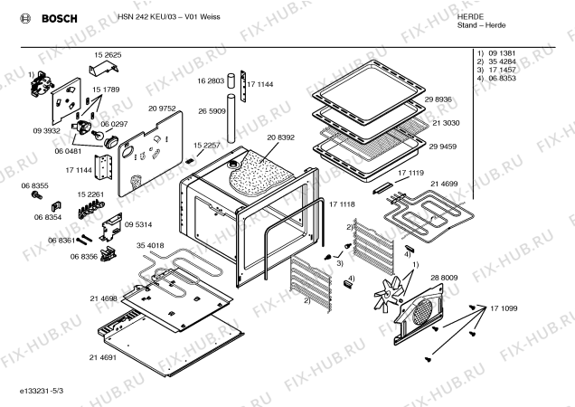 Схема №4 HSN422HEU с изображением Ручка управления духовкой для духового шкафа Bosch 00171345