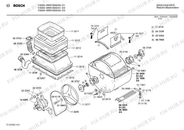 Взрыв-схема стиральной машины Bosch WMV3000 - Схема узла 03