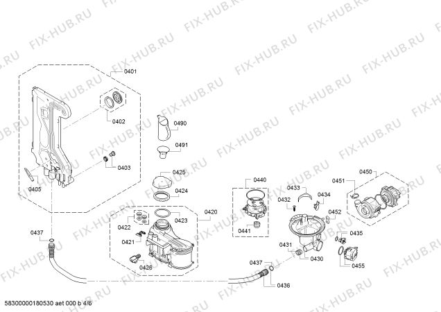 Взрыв-схема посудомоечной машины Bosch SPU68M05AU, ActiveWater Made in Germany - Схема узла 04