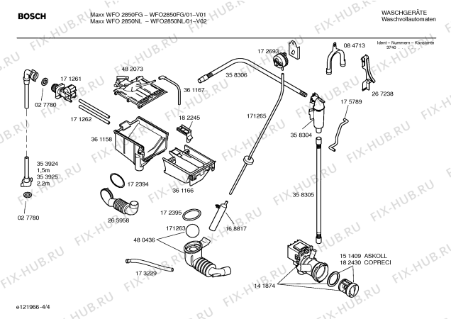 Схема №2 WFO2850FG WFO2850 electronic с изображением Таблица программ для стиралки Bosch 00529807