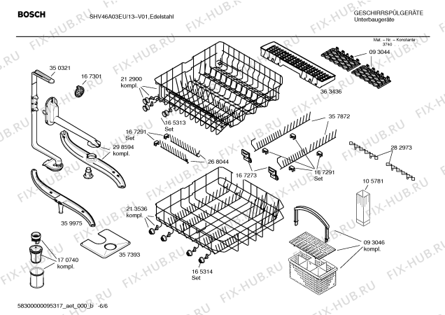 Взрыв-схема посудомоечной машины Bosch SHV46A03EU - Схема узла 06