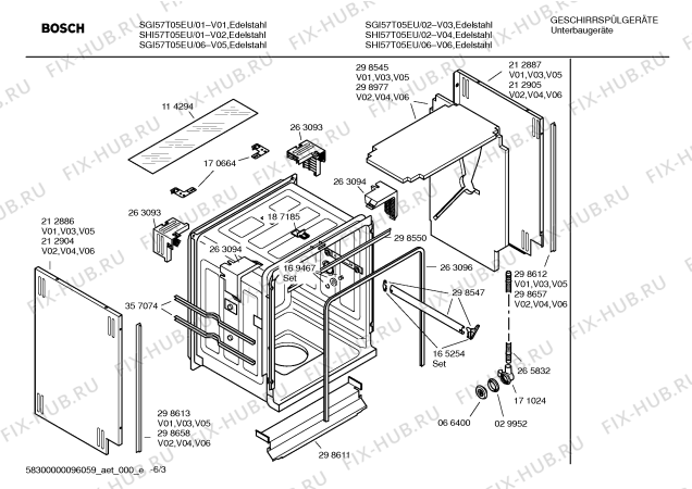 Взрыв-схема посудомоечной машины Bosch SGI57T05EU - Схема узла 03
