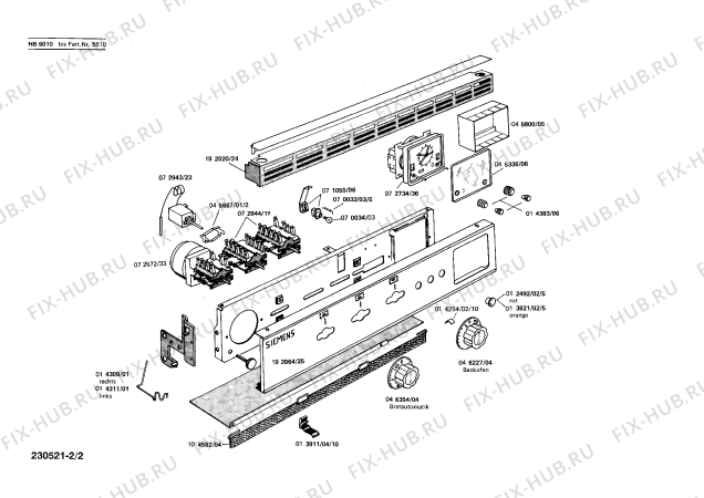 Взрыв-схема плиты (духовки) Siemens HB6010 - Схема узла 02