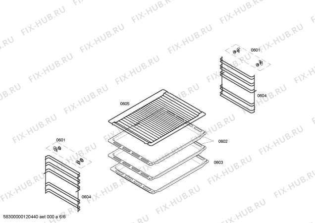 Взрыв-схема плиты (духовки) Bosch HEN340521S - Схема узла 06