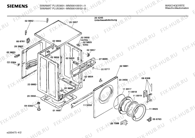 Схема №2 WM30010II SIWAMAT PLUS 3001 с изображением Панель для стиралки Siemens 00271556