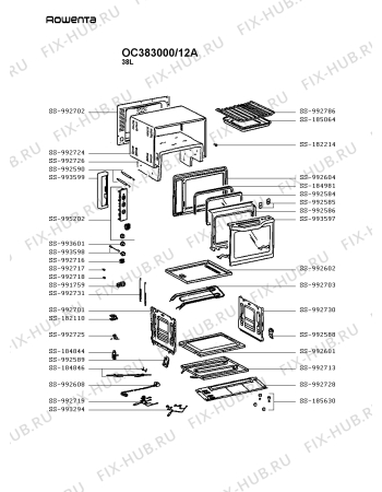Схема №1 OC383000/12B с изображением Клавиша для духового шкафа Rowenta SS-993602