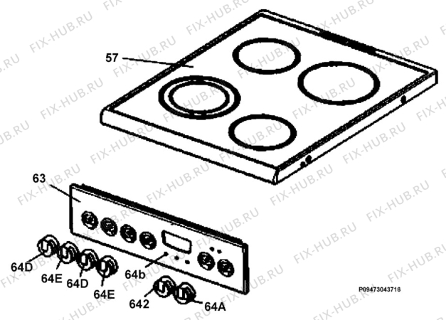 Взрыв-схема плиты (духовки) Electrolux EKC513512W - Схема узла Section 4