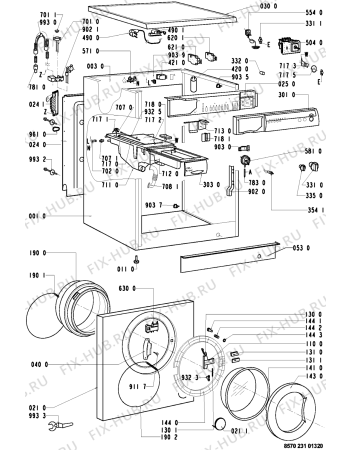 Схема №1 AWM 231/3 с изображением Рукоятка для стиралки Whirlpool 481949878408