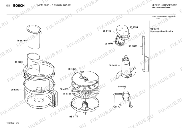 Взрыв-схема кухонного комбайна Bosch 0710014203 MCM2003 - Схема узла 02