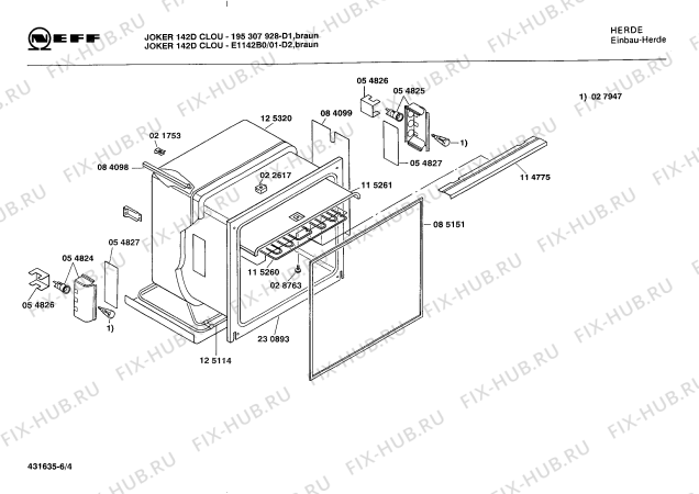 Схема №6 E1142B0 JOKER 142 D CLOU с изображением Переключатель для электропечи Bosch 00031424