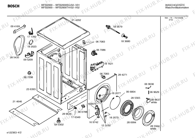 Схема №3 WFB2000TH Bosch WFB 2000 с изображением Инструкция по эксплуатации для стиральной машины Bosch 00529870