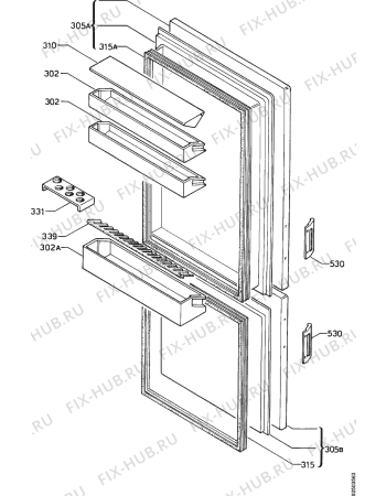 Взрыв-схема холодильника Faure FRC327M - Схема узла Door 003