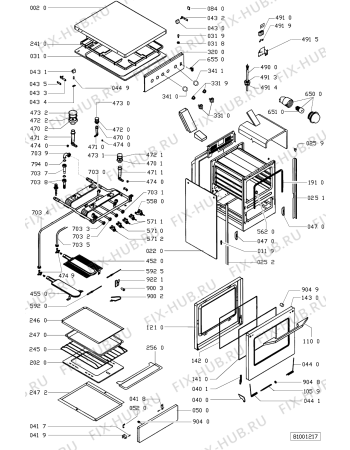 Схема №1 C 298 BS с изображением Уплотнитель (прокладка) для плиты (духовки) Whirlpool 481953268895