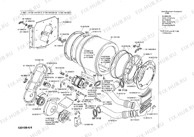 Взрыв-схема сушильной машины Bosch 0728144029 T460 - Схема узла 04