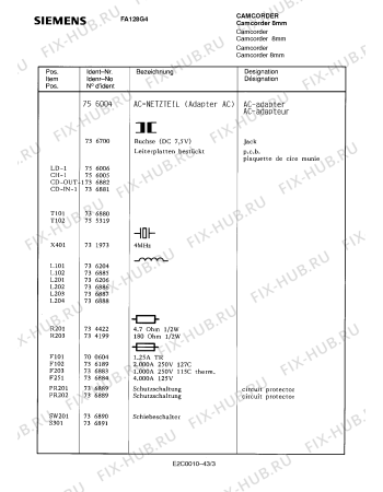 Схема №28 FA128G4 с изображением Пульт дистанционного управления для видеоэлектроники Siemens 00756053