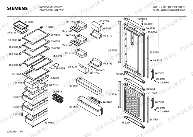 Взрыв-схема холодильника Siemens KG37S310IE - Схема узла 02