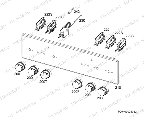 Взрыв-схема плиты (духовки) Electrolux EKC95010MX - Схема узла Command panel 037