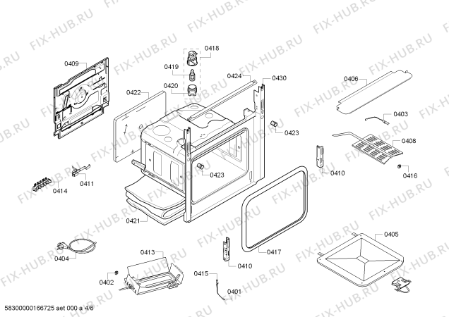 Взрыв-схема плиты (духовки) Siemens HP22B510Q - Схема узла 04