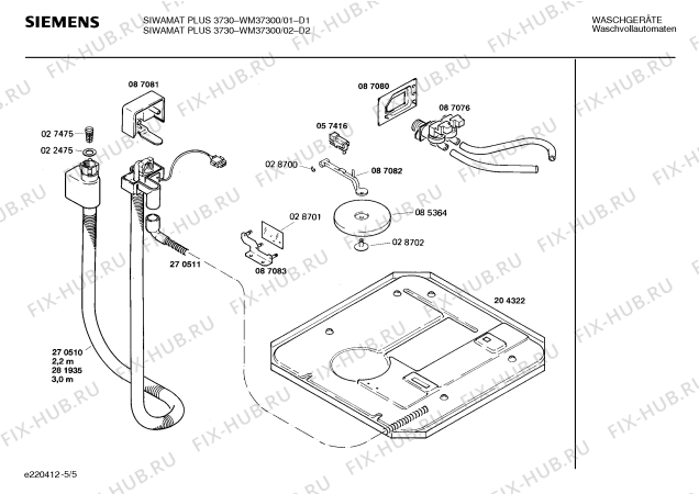 Схема №5 WM37300 SIWAMAT PLUS 3730 с изображением Панель для стиральной машины Siemens 00270495